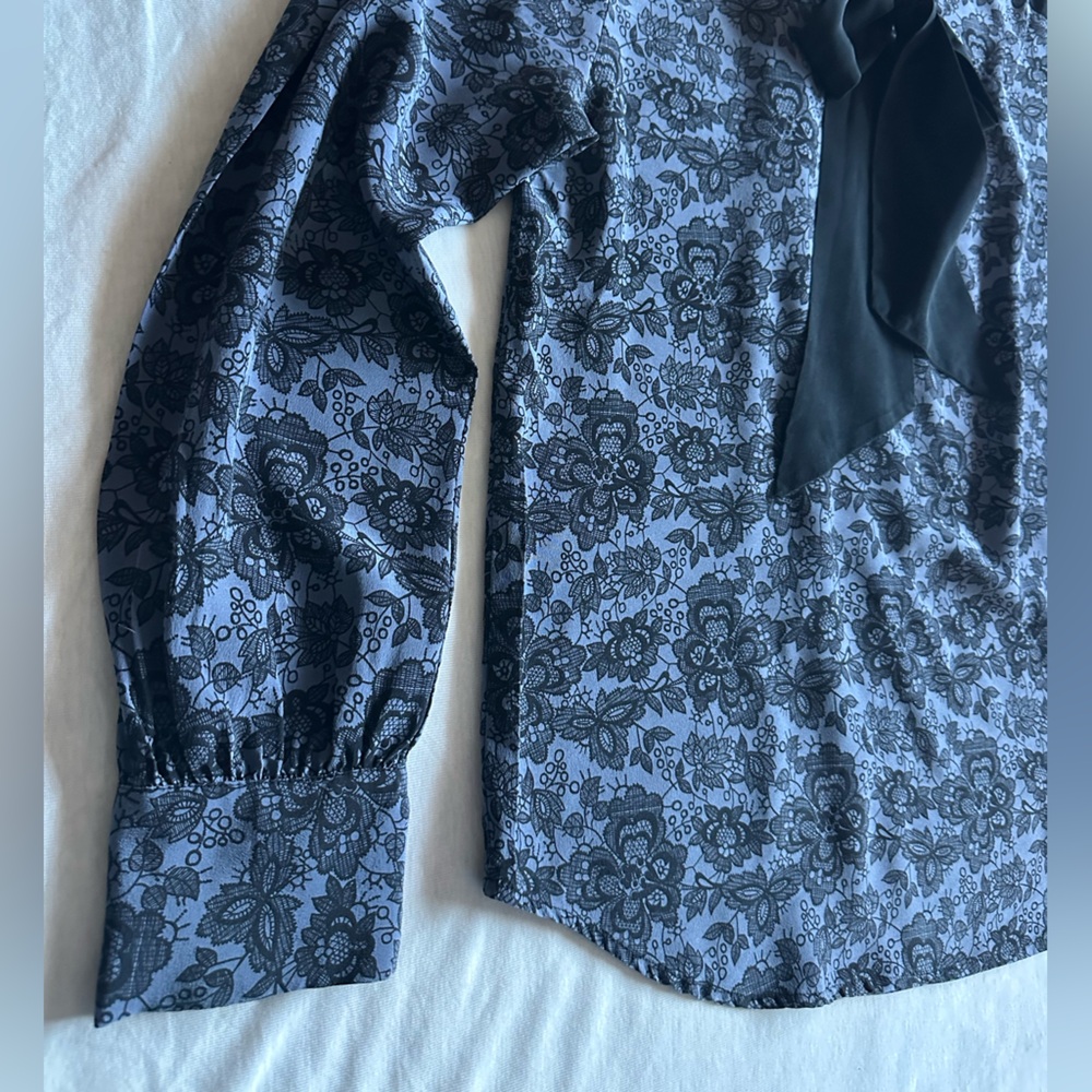 Scoop NYC Silk Large Black neck tie  Dress Top - Picture 3 of 14